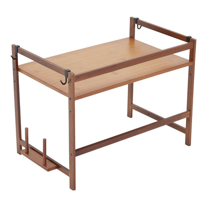 Wooden Spice Rack Organizer with Hooks