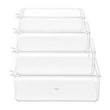 Set of 4 Stackable Clear Fridge Organisers Storage Boxes