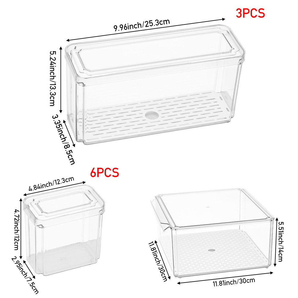 Set of 10 Stackable Clear Fridge Organisers Storage Boxes