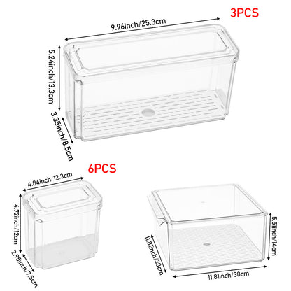 Set of 10 Stackable Clear Fridge Organisers Storage Boxes