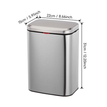 8L Stainless Steel Hanging Trash Bin with Lid Kitchen Garbage Can