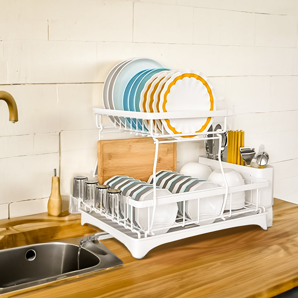 2-Tier Dish Drainer with Drying Tray