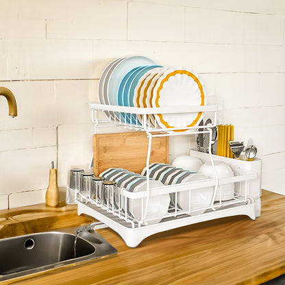 2-Tier Dish Drainer with Drying Tray