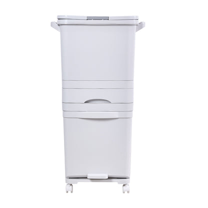 49L 3-Tier Dry Wet Separation Trash Bin with Inner Buckets