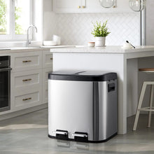 30L Stainless Steel Step Open Trash Can with Dual Pedals