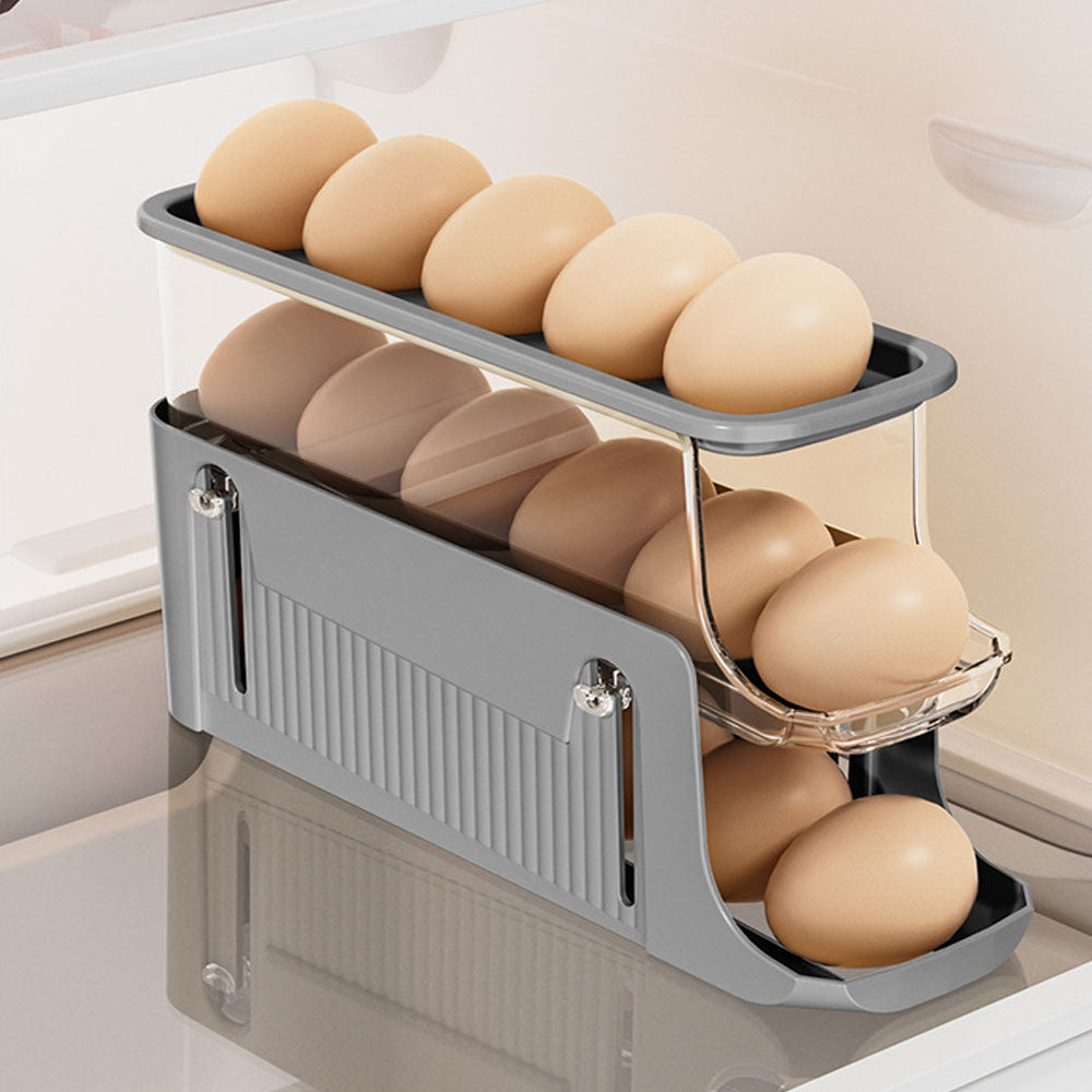 3-Layer Expandable Scrolling Egg Holder Storage Rack