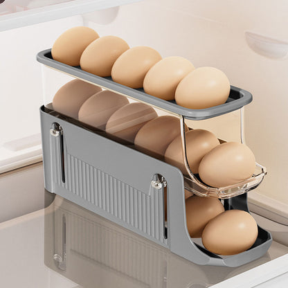3-Layer Expandable Scrolling Egg Holder Storage Rack