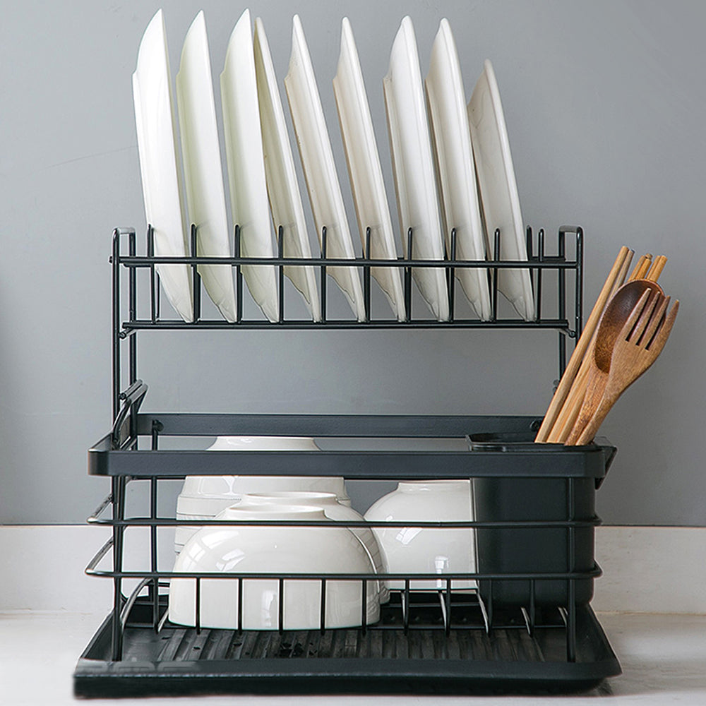 2-Tier Metal Kitchen Dish Drainer Rack