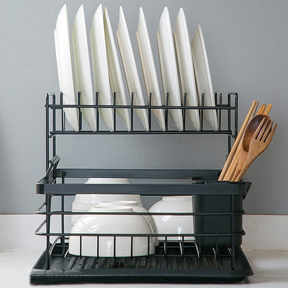 2-Tier Metal Kitchen Dish Drainer Rack