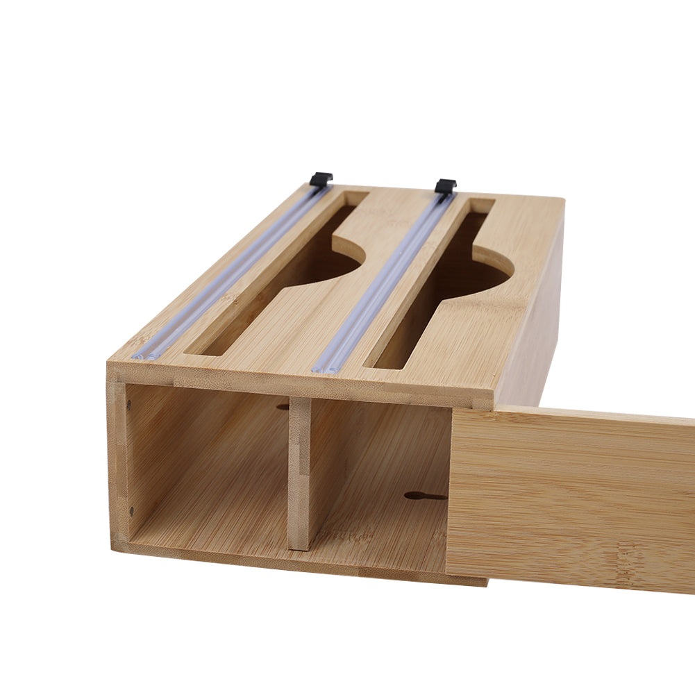 2-tier Bamboo Wall Mounted Wrap Dispenser with Cutters