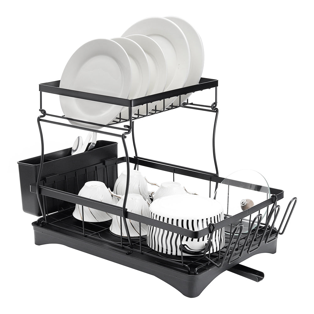 Steel Dish Rack with Utensil and Glass Holder