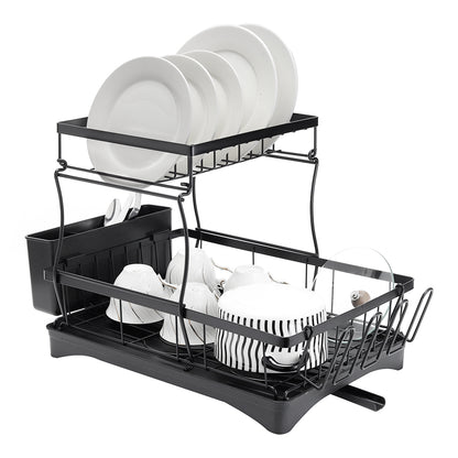 Steel Dish Rack with Utensil and Glass Holder