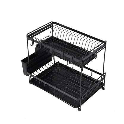 2 Tier Dish Drying Rack with Drainboards